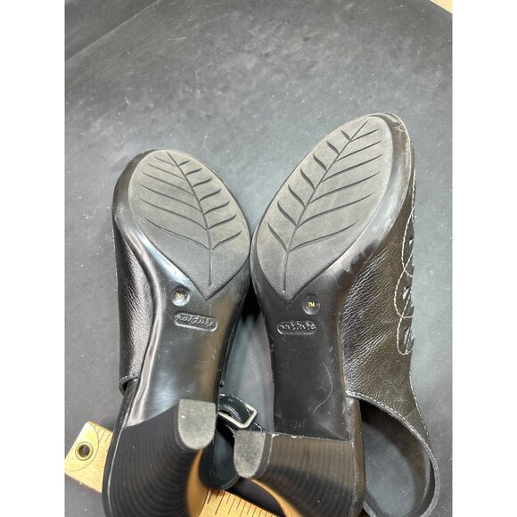 Nurture Penelope Black Open-Toe Slingback Pumps Cutout Leather Upper Size 7 - Picture 9 of 9